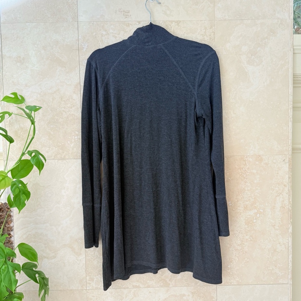 Cable & Gauge Cowl Neck Tunic Top Heathered Gray Long Sleeve Relaxed Fit - Picture 2 of 4